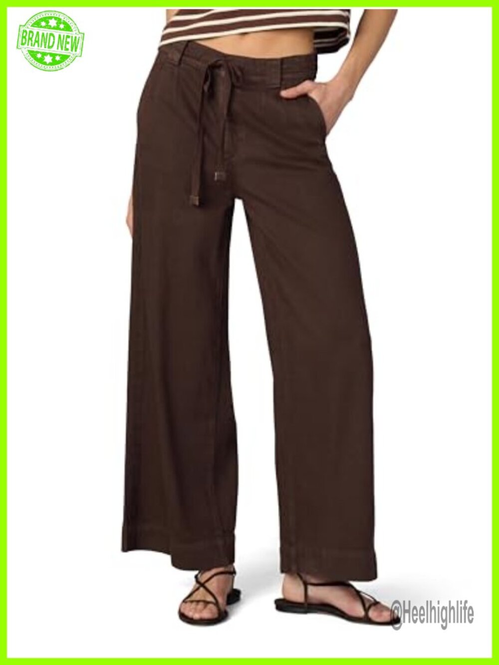 Joe's Womens The Addison Wide Leg Pants Mid Rise Palazzo Ankle Length Tie Front